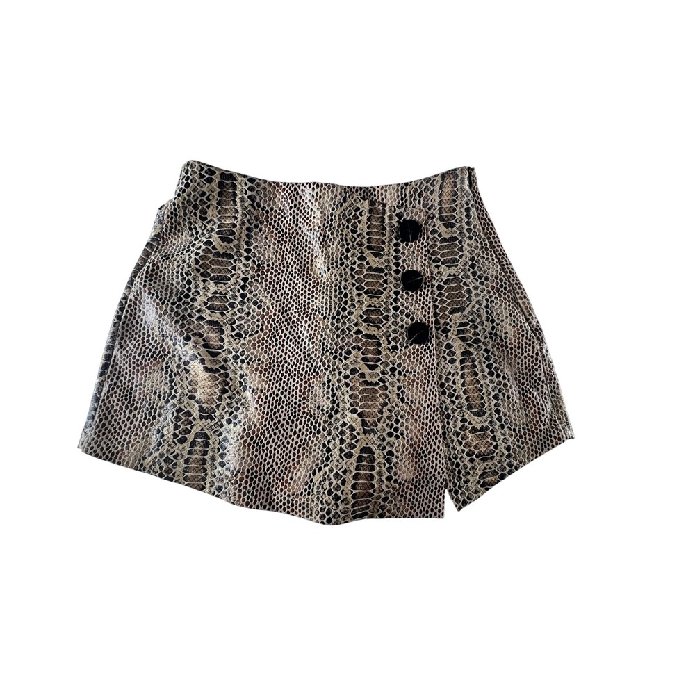 Haute Monde Snakeskin Shimmery‎ Print Mini Skort with Button Detail - Size S